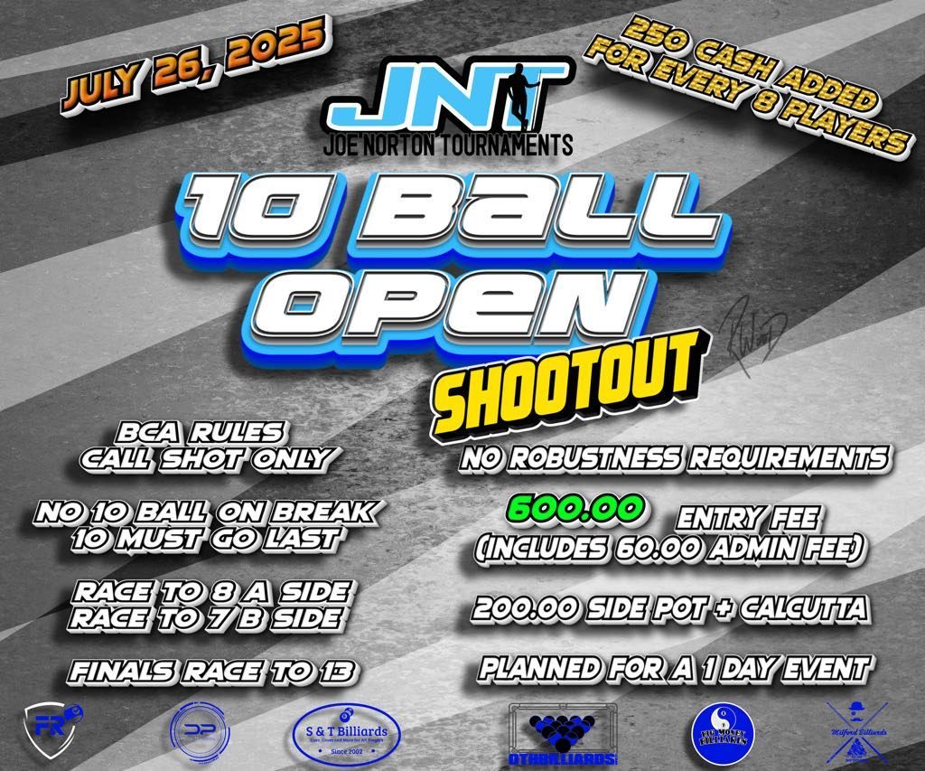 THE BIG ONE 600.00 ENTRY OPEN 10 BALL