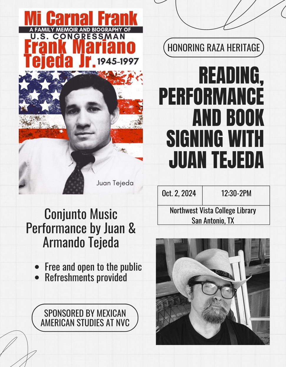 Reading, Performance, and Book Signing with Juan Tejeda