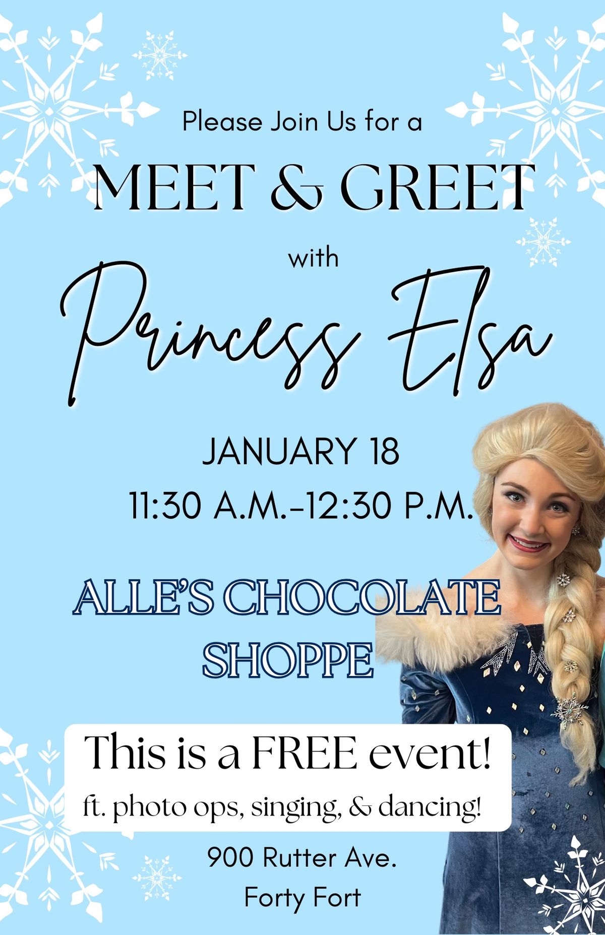 Princess Elsa at Alle\u2019s Chocolate Shoppe!