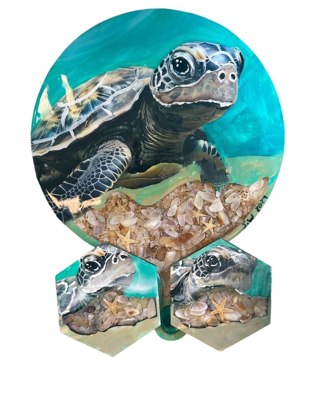 Sat Oct 19 11am Sea Turtle Resin Charcuterie Board and Coasters