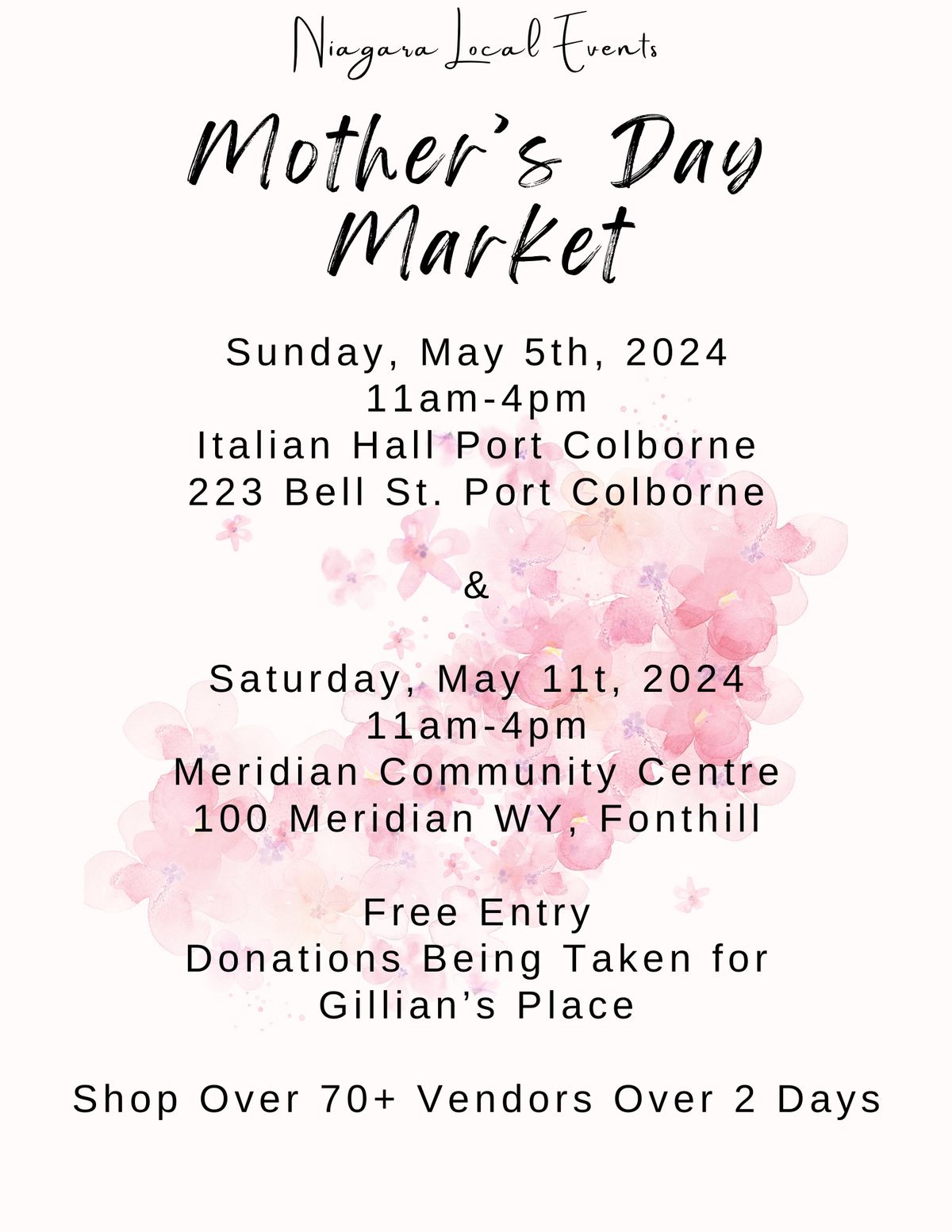Niagara Local Events - Mother's Day Market - Fonthill