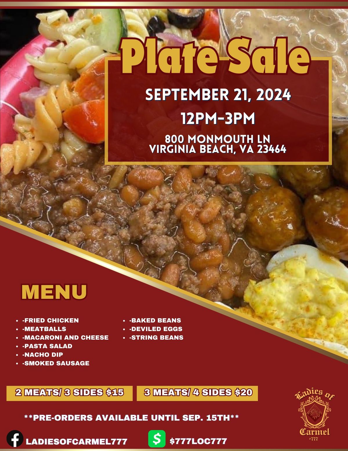 Ladies of Carmel #777 Plate Sale Fundraiser