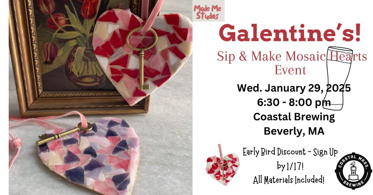 Galentine's - Make Your Own Mosaic Hearts Sip & Craft Event