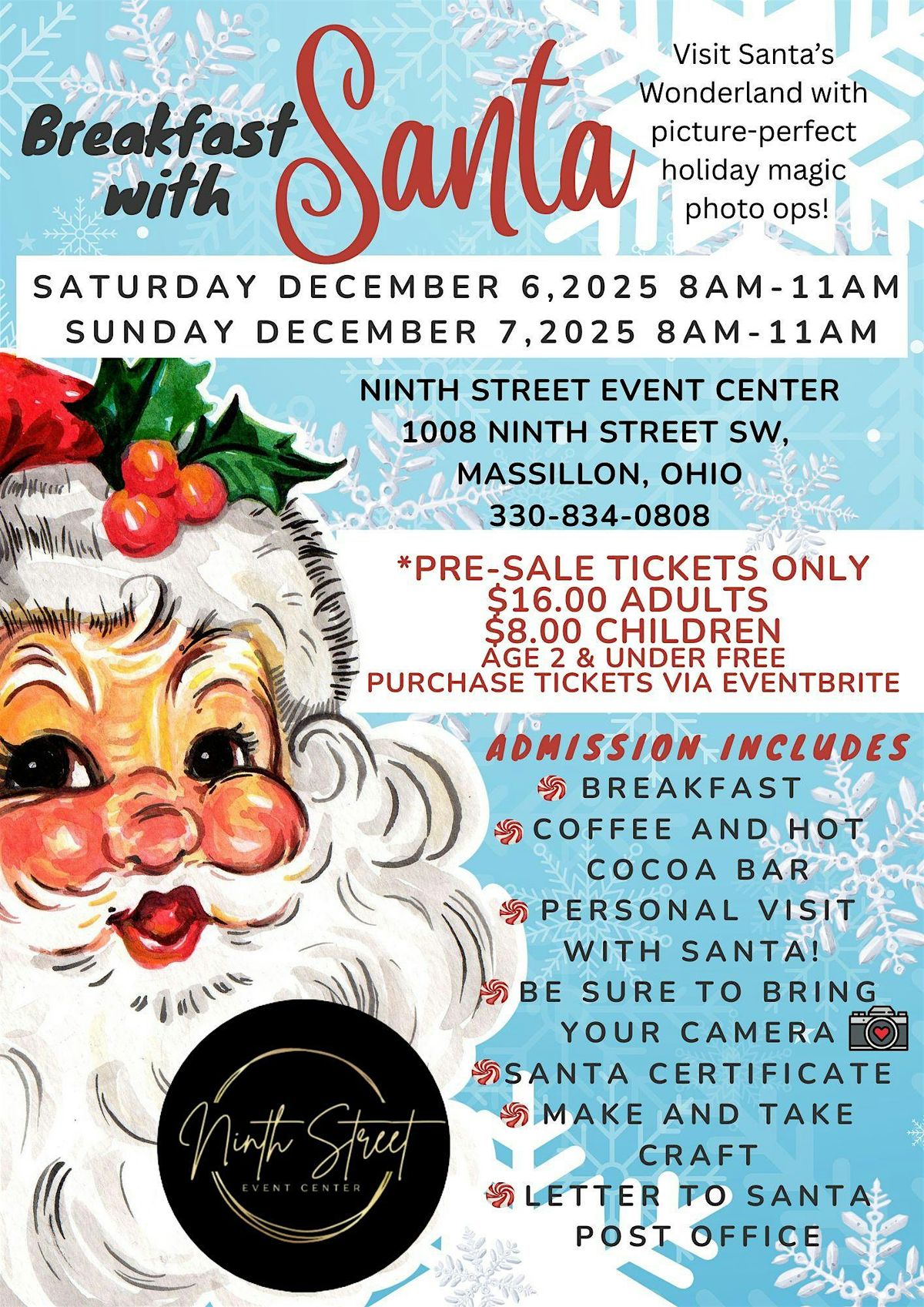 Sunday Breakfast with Santa at Ninth Street Event Center