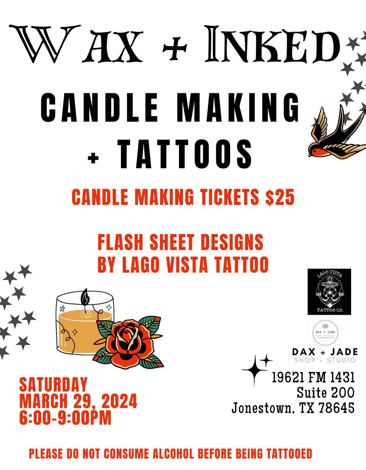 Wax + Inked, Candle Making + Tattoos