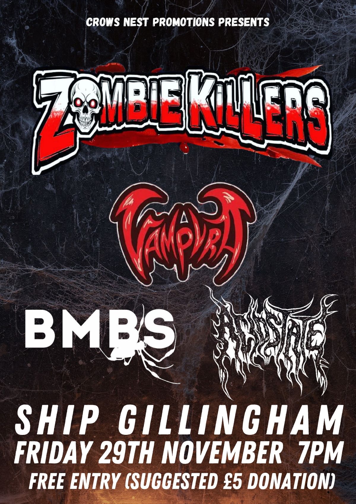 ZOMBIE KILLERS \/ VAMPYRA \/ BMBS \/ ACID STATE - Ship Gillingham