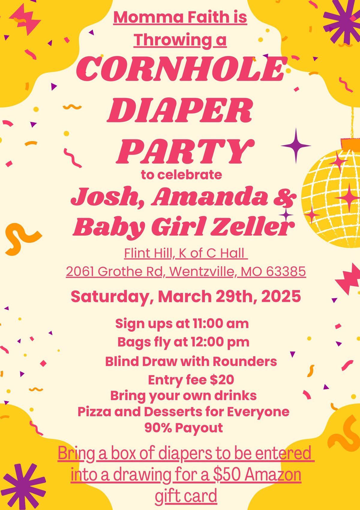 Cornhole Diaper Party for the Zellers!