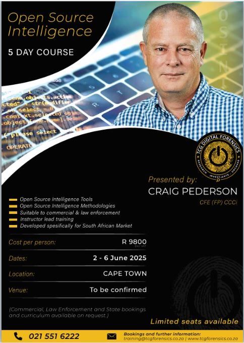 5 Day OSINT Course (CAPE TOWN)