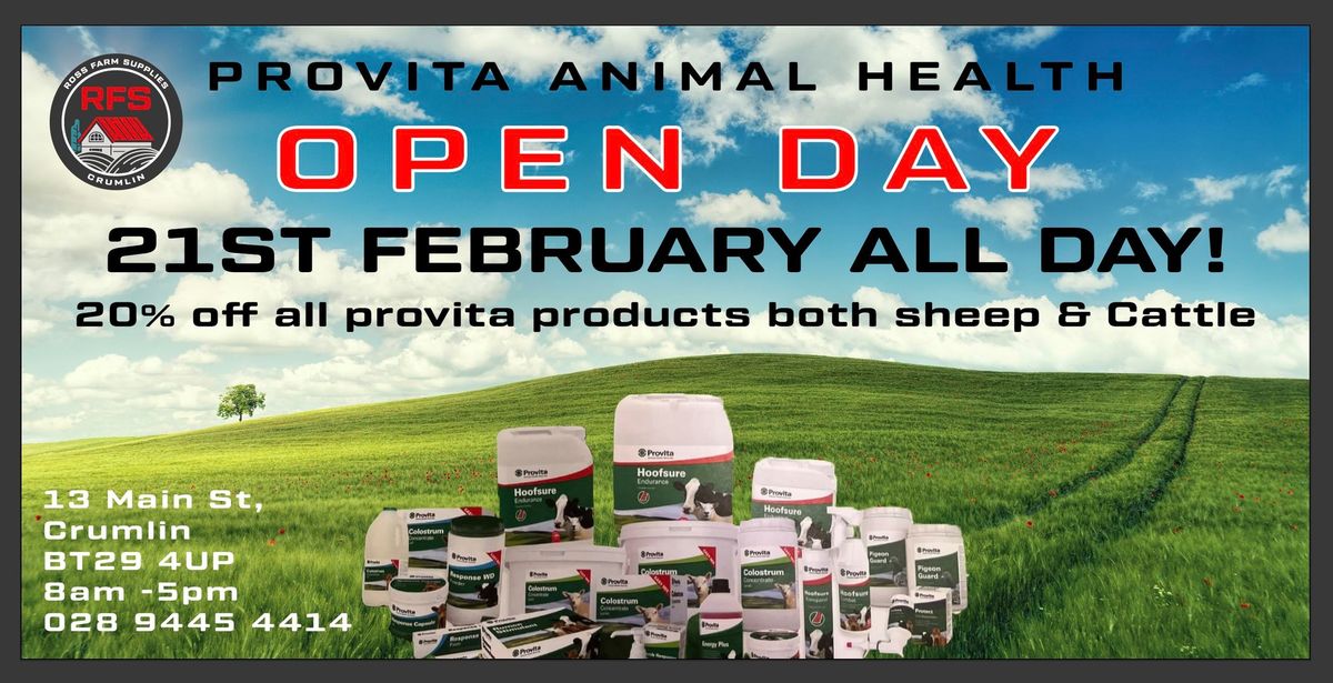 20% OFF ALL Provita products open day ! 