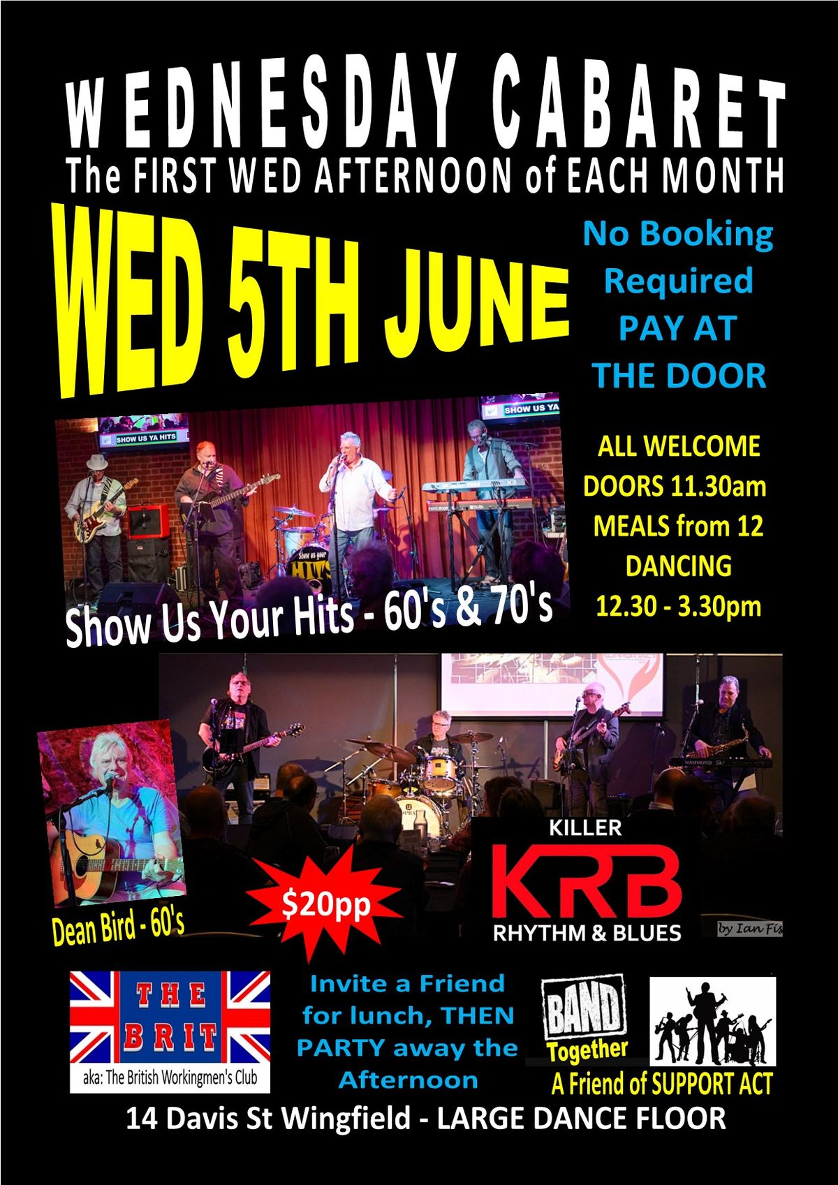 WED AFTERNOON CABARET at THE BRIT - 5TH JUNE