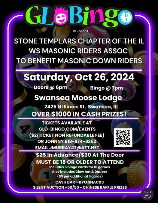 GLOBingo - STONE TEMPLARS CHAPTER OF THE IL WS MASONIC RIDERS ASSOC TO BENEFIT MASONIC DOWN RIDERS