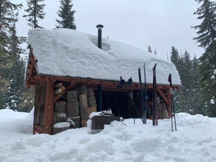 Gold Lake shelter Beginning Snow Backpacking trip