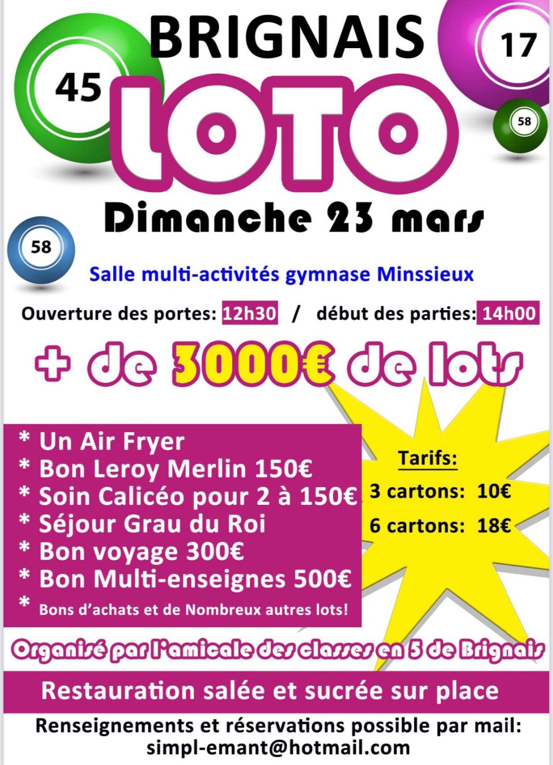 Loto des classes en 5 de Brignais 