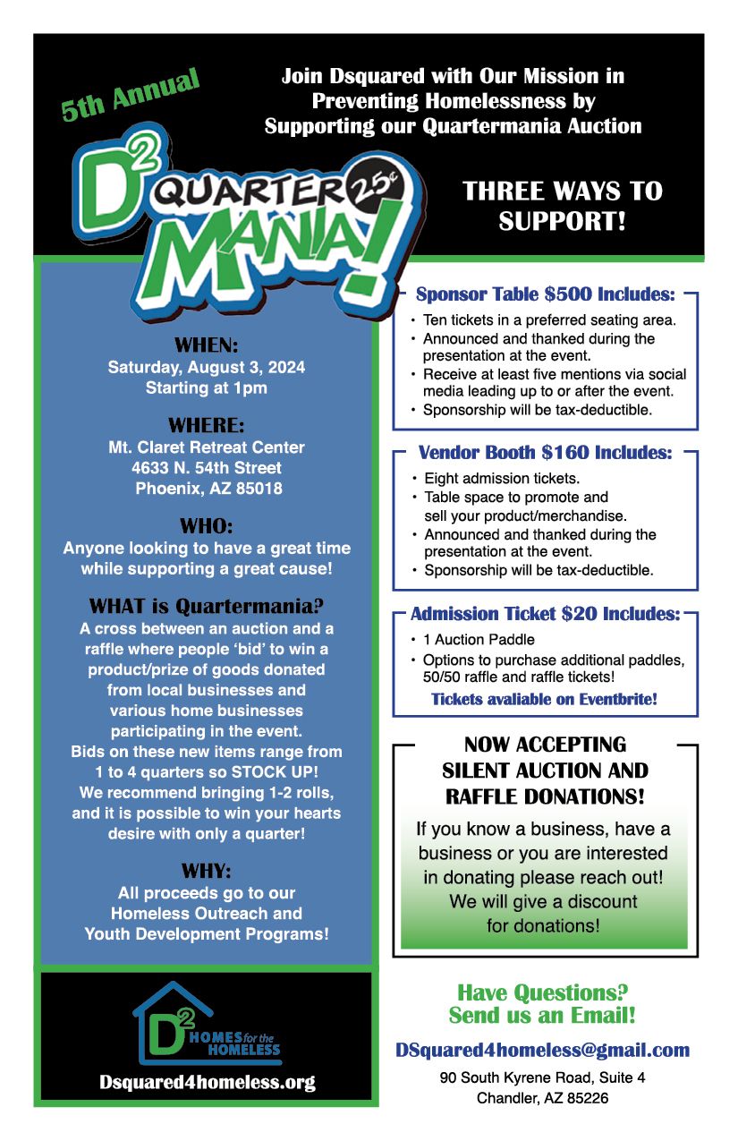 5th Annual Quartermania Fundraising Event for D2 Homes 4 Homeless