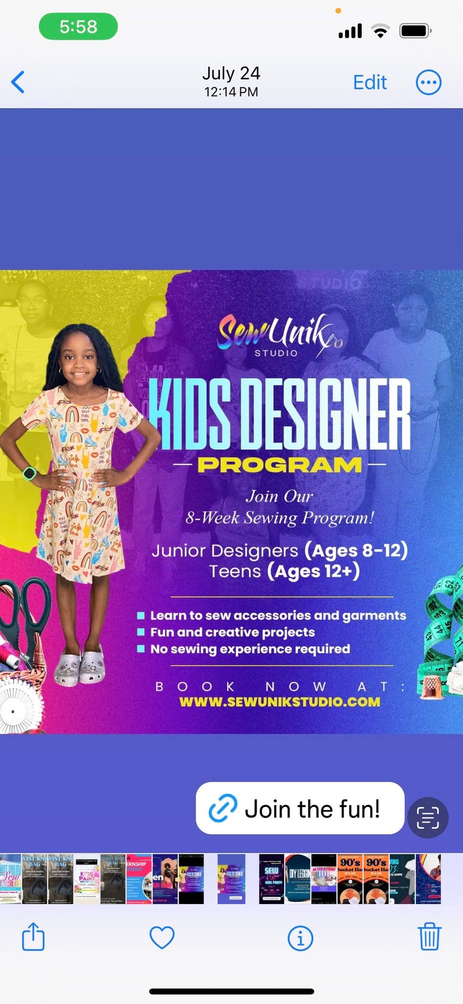 Junior Designer Camp (8-week sewing camp)