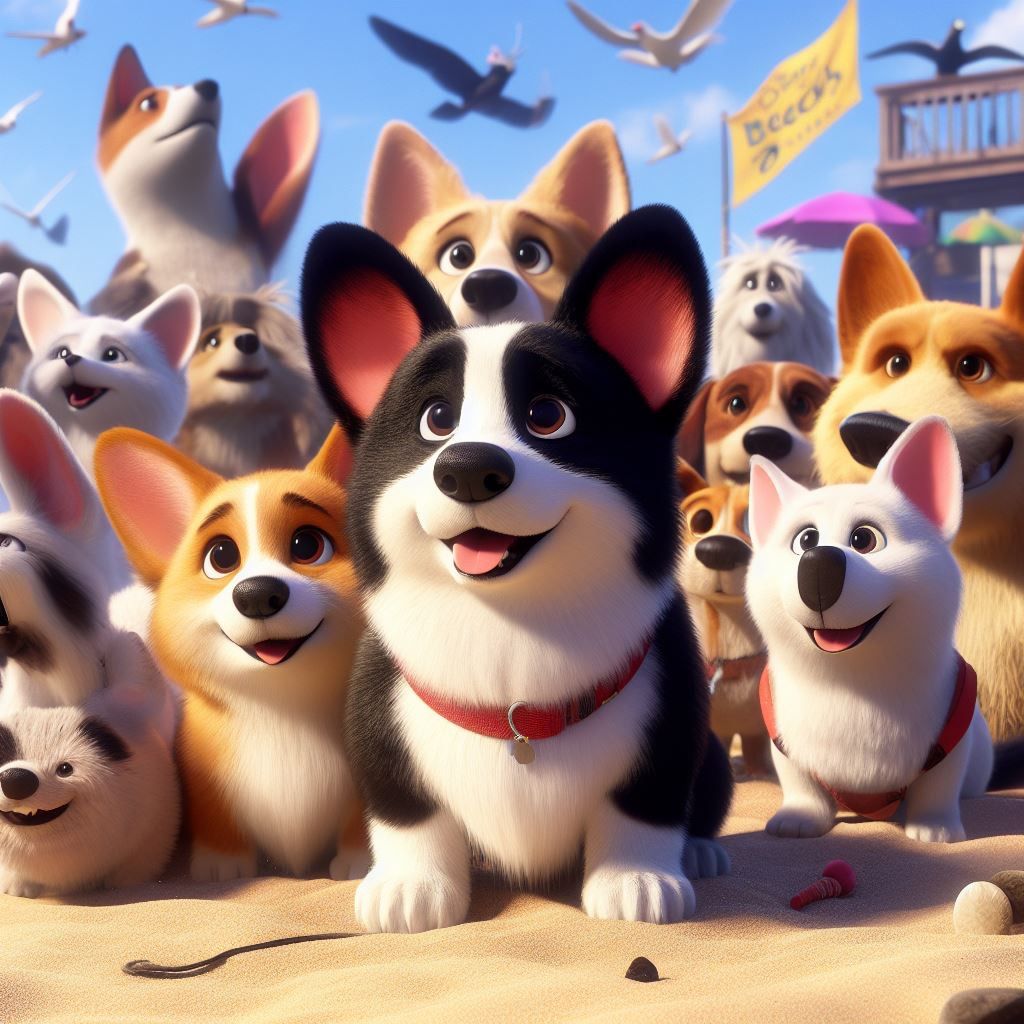 Corgi Beach Day Out