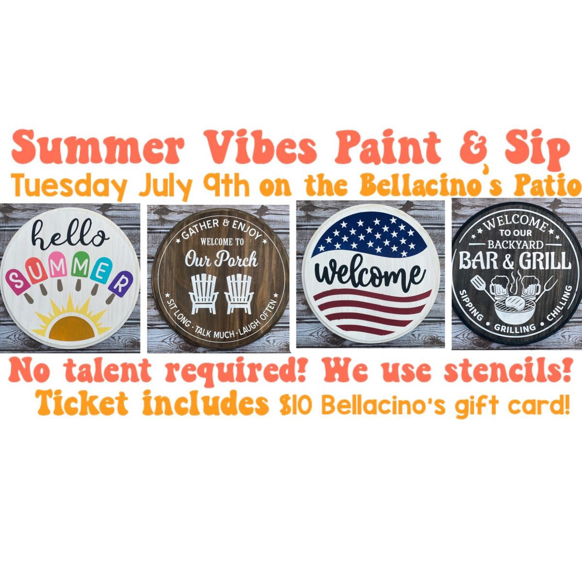 Summer Vibes Paint & Sip on the Bellacino's Patio