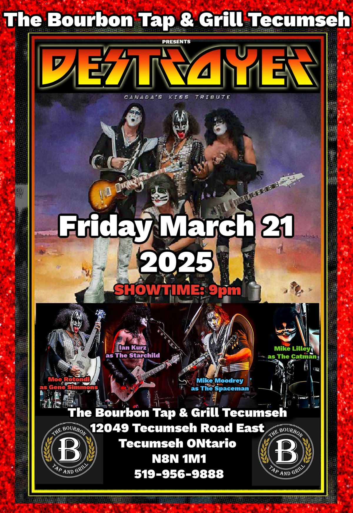 DESTROYER Canada Tribute to KISS @The Bourbon Tap & Grill Tecumseh