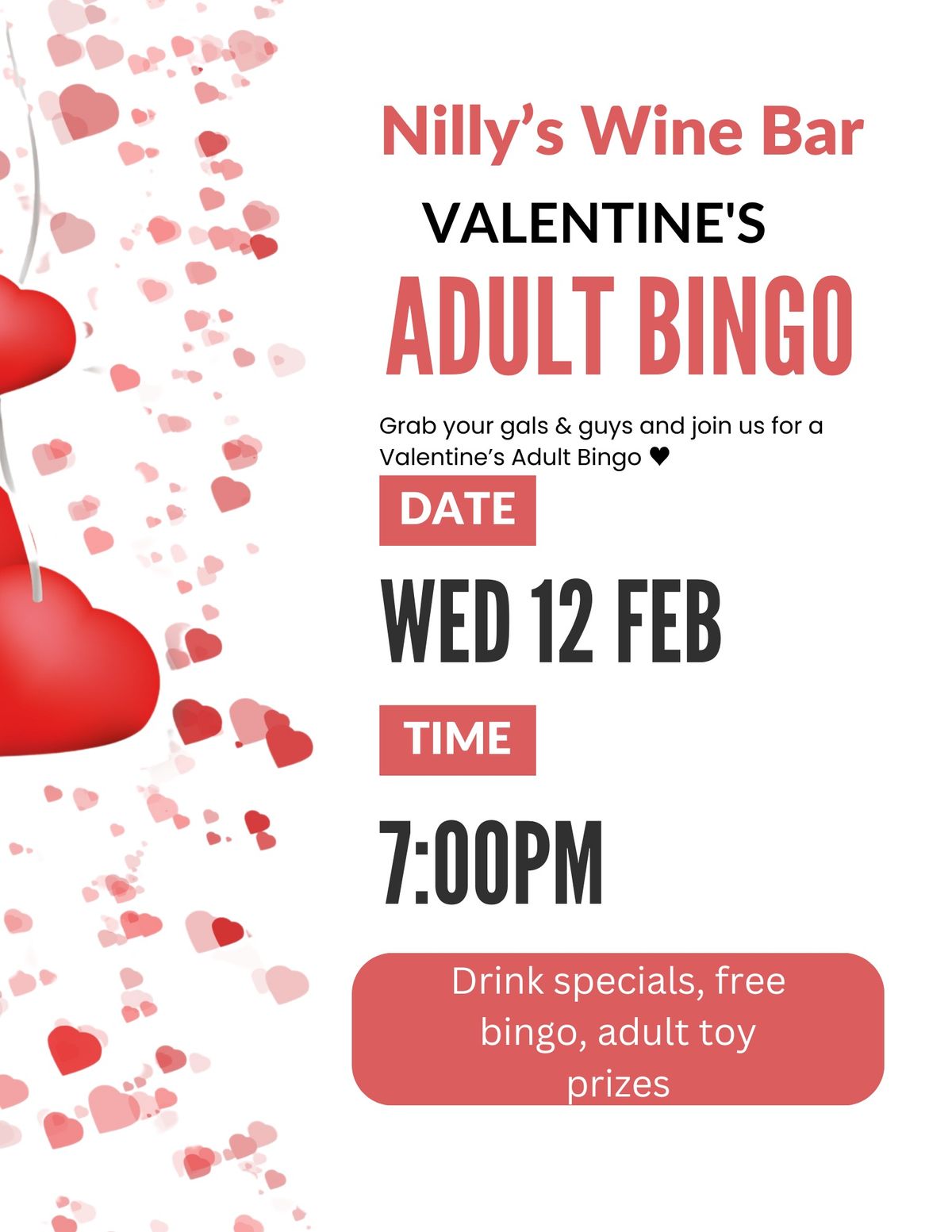 Valentine\u2019s Adult Bingo at Nilly\u2019s Wine Bar