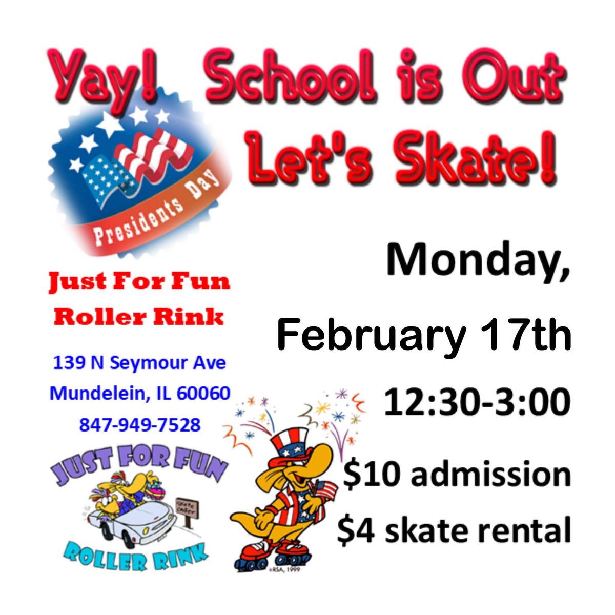 President\u2019s Day Skate 12:30-3