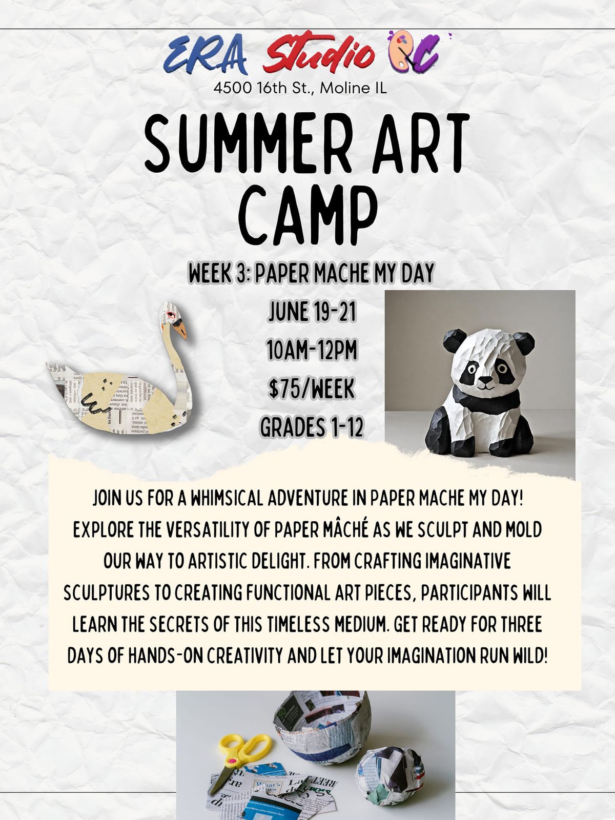 Summer ART Camp: Paper Mache My Day 
