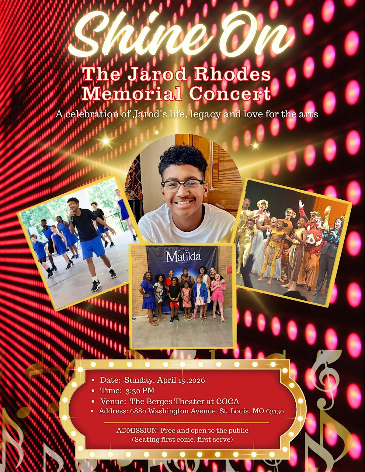 Jarod Rhodes Performance Shine On: The Jarod Rhodes Memorial Concert, COCA — Center of Creative ...