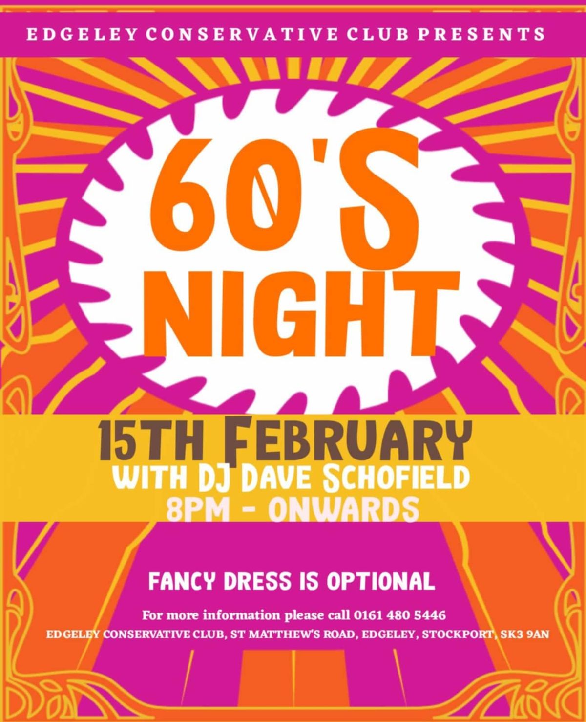 Back to the 60s @Edgeley Conservative club... fancy dress welcome! 