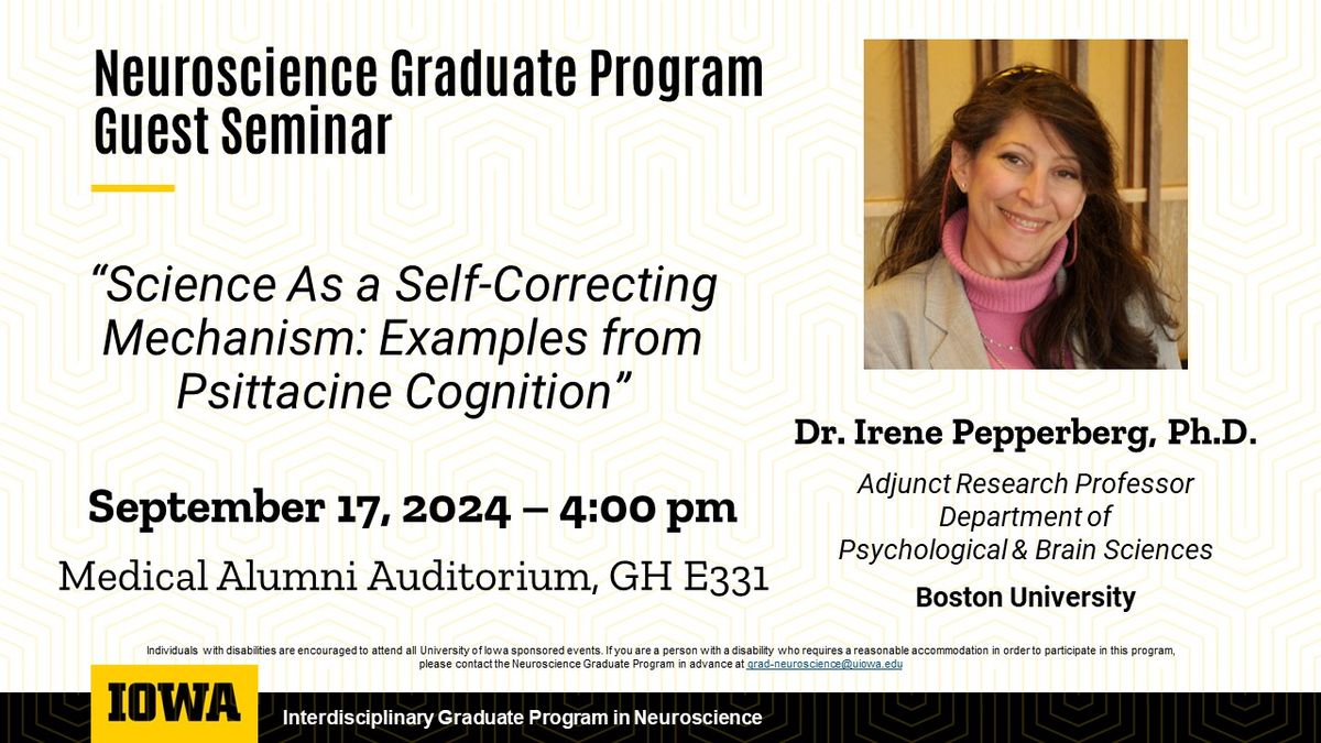 Neuroscience Graduate Program Guest Speaker - Dr. Irene Pepperberg, PhD