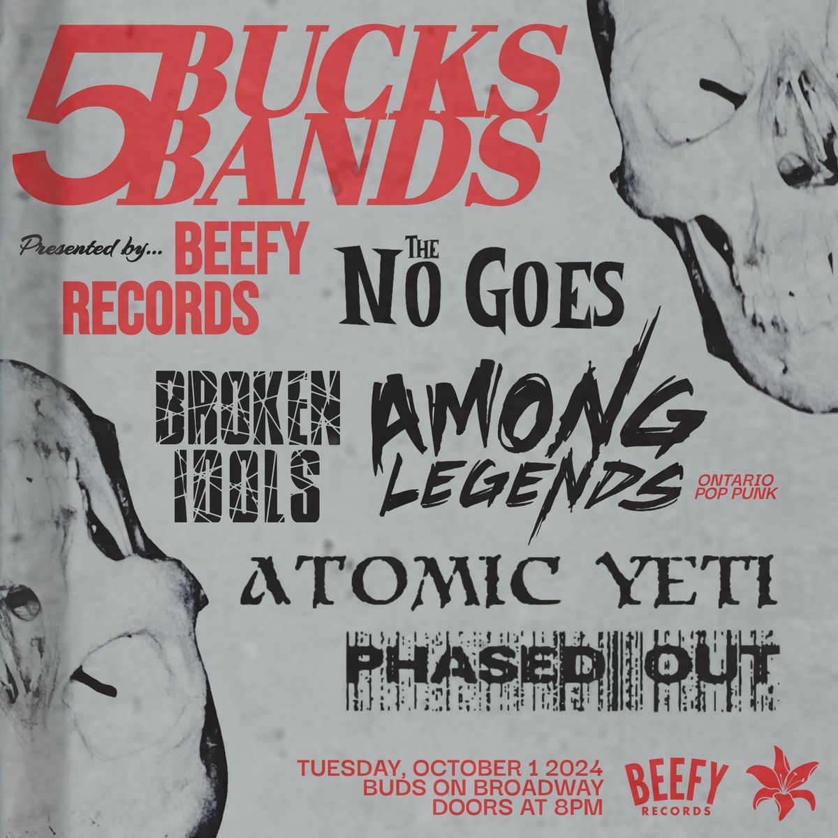 $5\/5 BANDS feat. Among Legends, The No Goes, Atomic Yeti + more