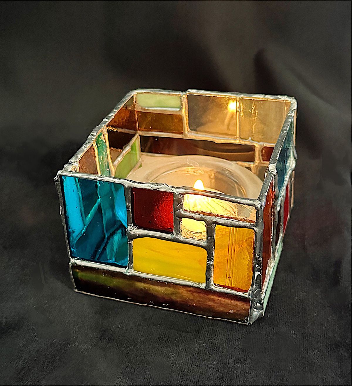 Stained Glass Candle Holder or Trinket Box