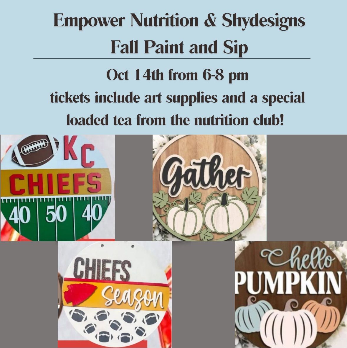 Empower Nutrition Fall paint and sip