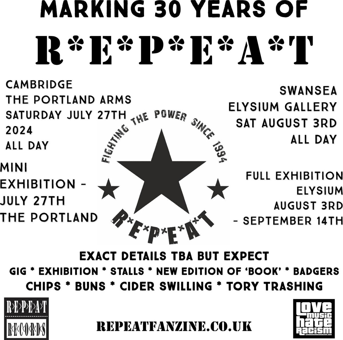 Marking 30 years of R*E*P*E*A*T - Swansea Leg\/Yn nodi 30 mlynedd o R*E*P*E*A*T - Sioe Abertawe