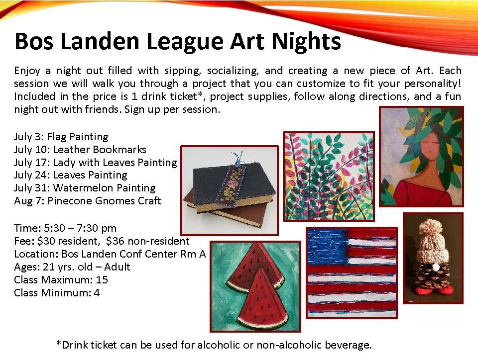 Bos Landen League Art Night: Lady with Leaves Painting
