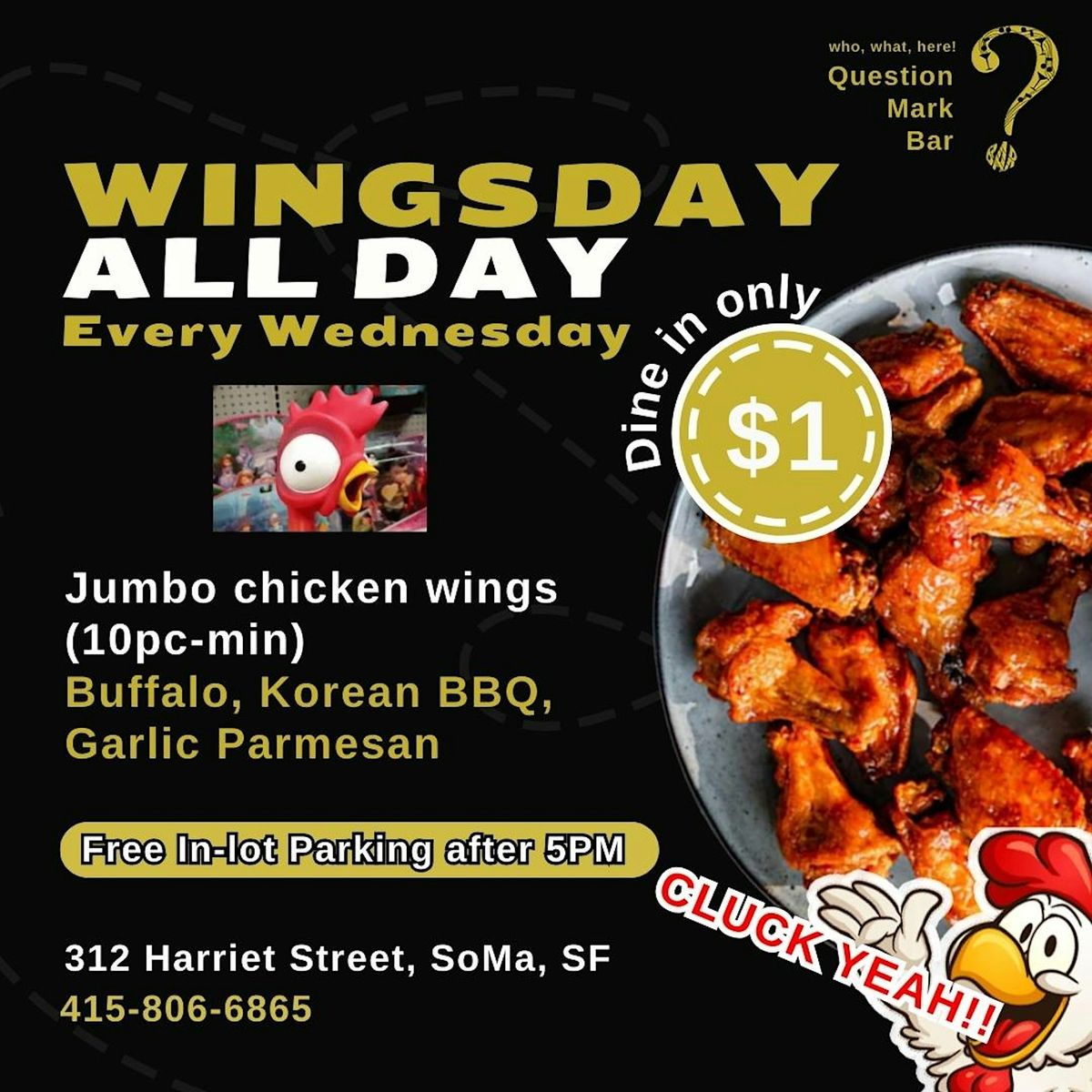 WINGSDAY ALL DAY at QUESTION MARK BAR & CASUAL EATERY