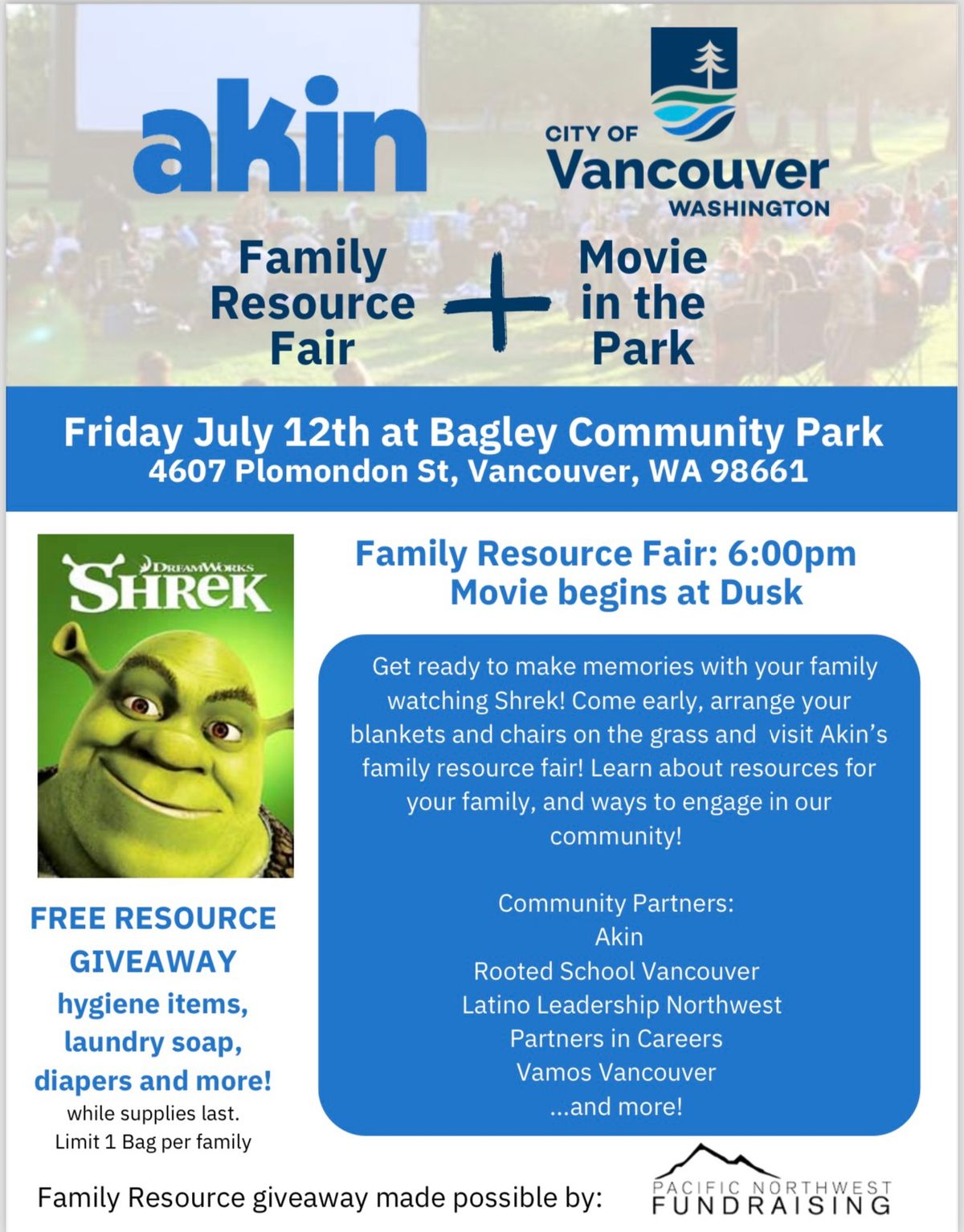 Family Resource Fair and Movie in the Park 