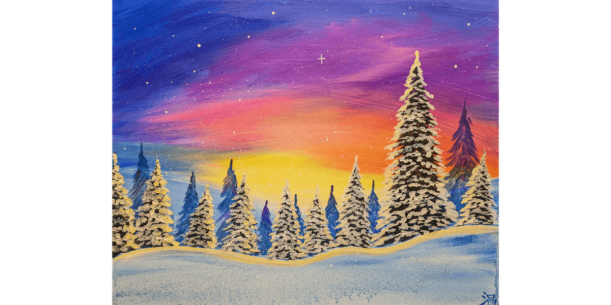 Snowy Sunset Dreamscape - Paint and Sip in Cincinnati | Classpop!\u2122