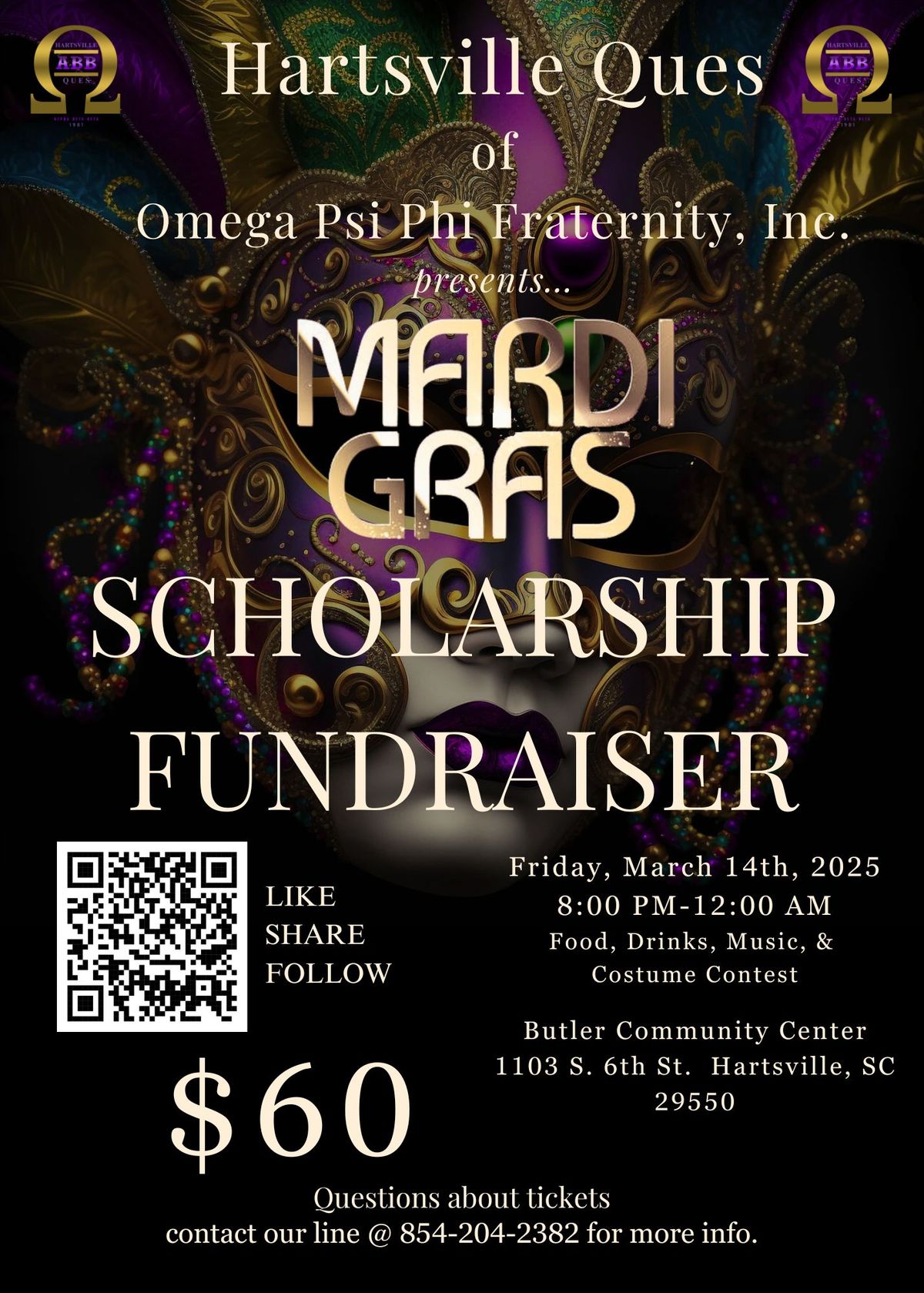 Hartsville Ques 2025 Scholarship Fundraiser Mardi Gras