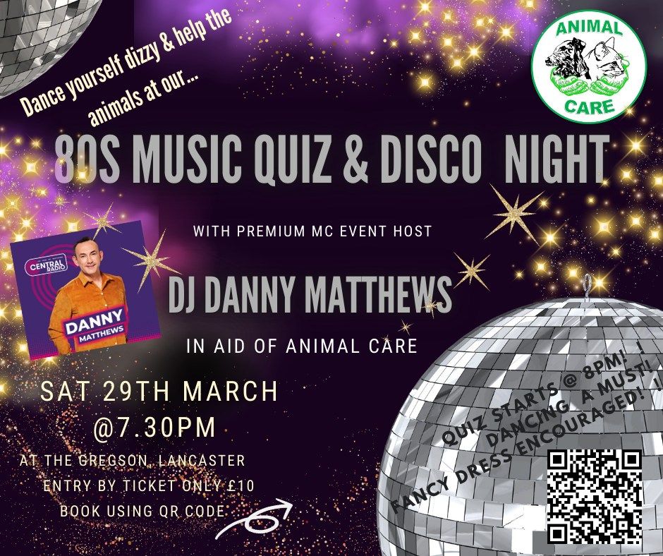 Animal Care 80's Music Quiz & Disco with DJ Danny Matthews