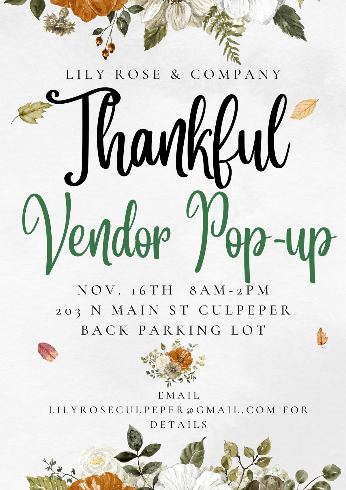 Thankful for Vendors Pop-up Event 