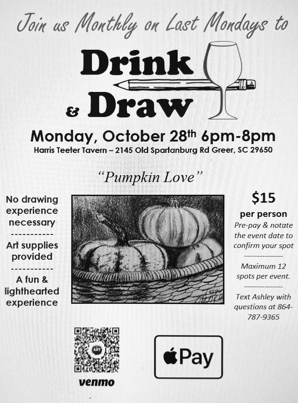 October Drink & Draw Event - \u201cPumpkin Love\u201d