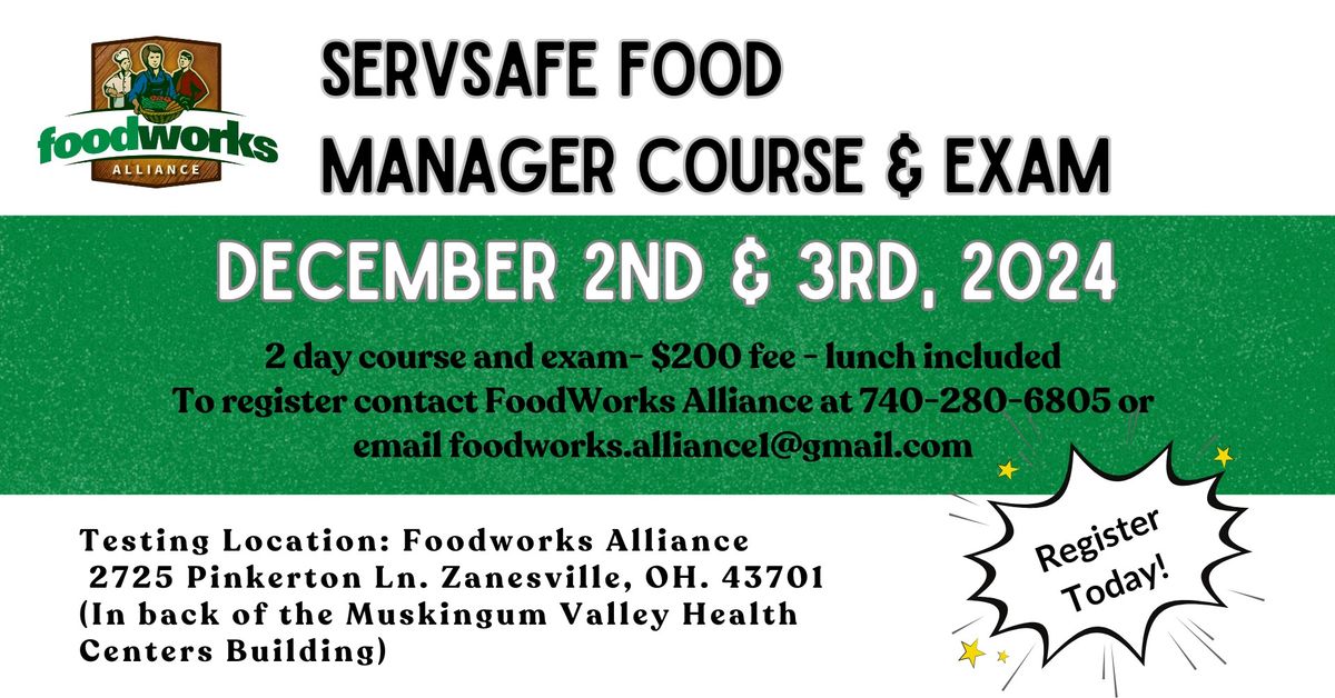 Dec. 2nd & 3rd ServSafe Food-Manager Course & Exam