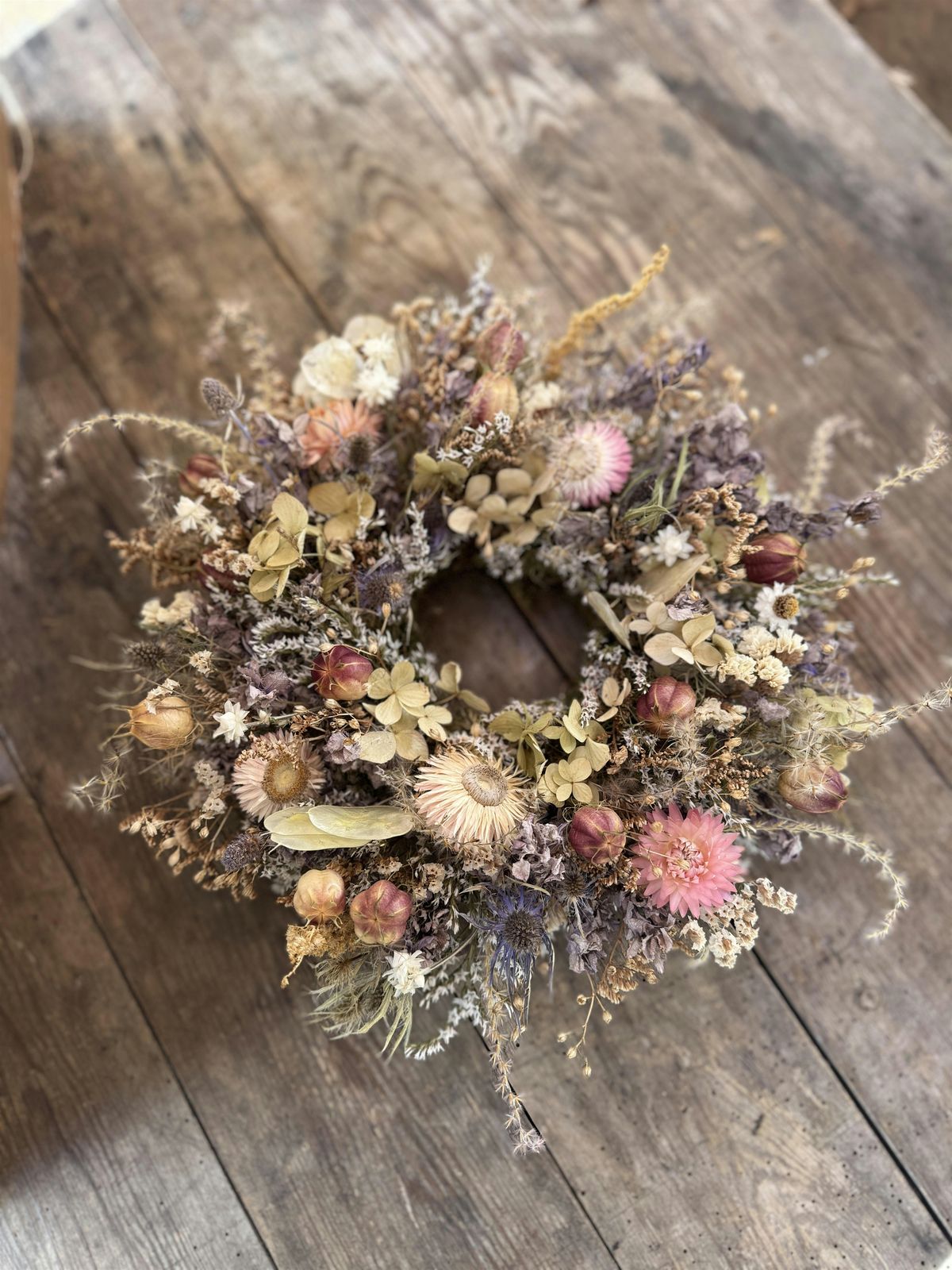 Dried flower everlasting wreath workshop