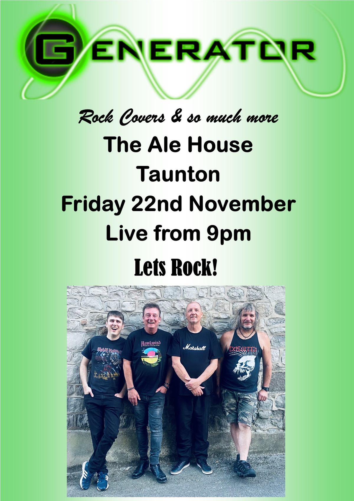 Generator Live at The Ale House Taunton