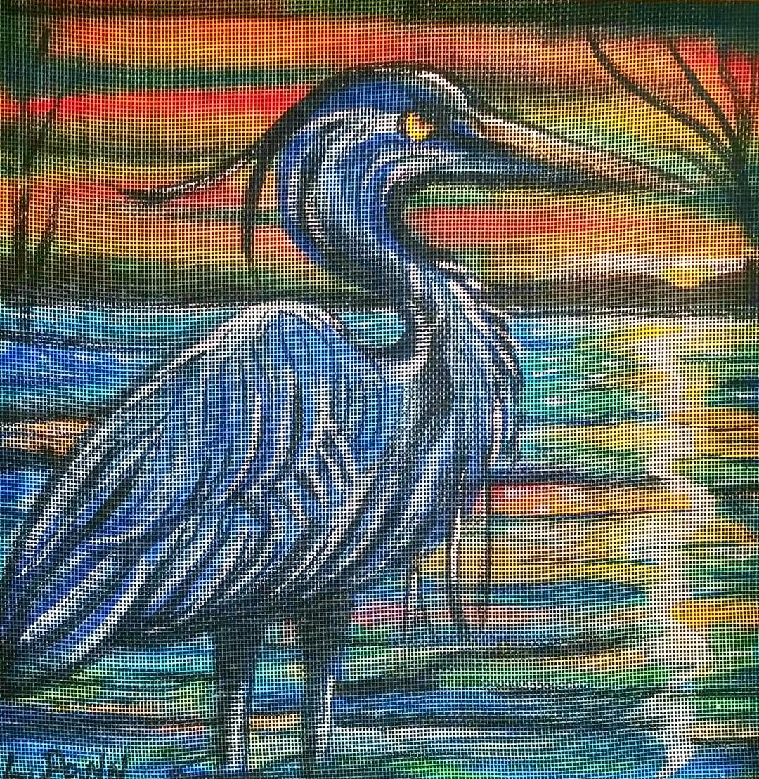 Great Blue Heron Painted Screen Nite at Forgotten 50!