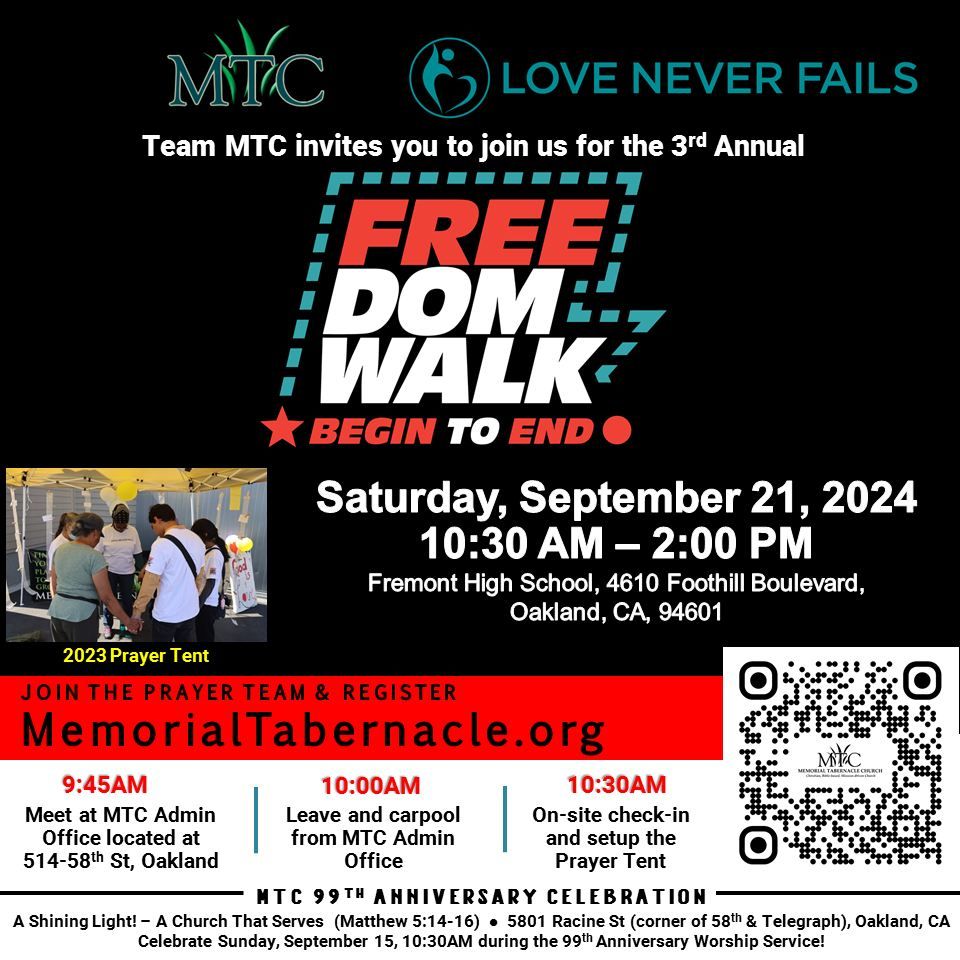 Join MTC for the Love Never Fails' 3rd Annual Freedom Walk