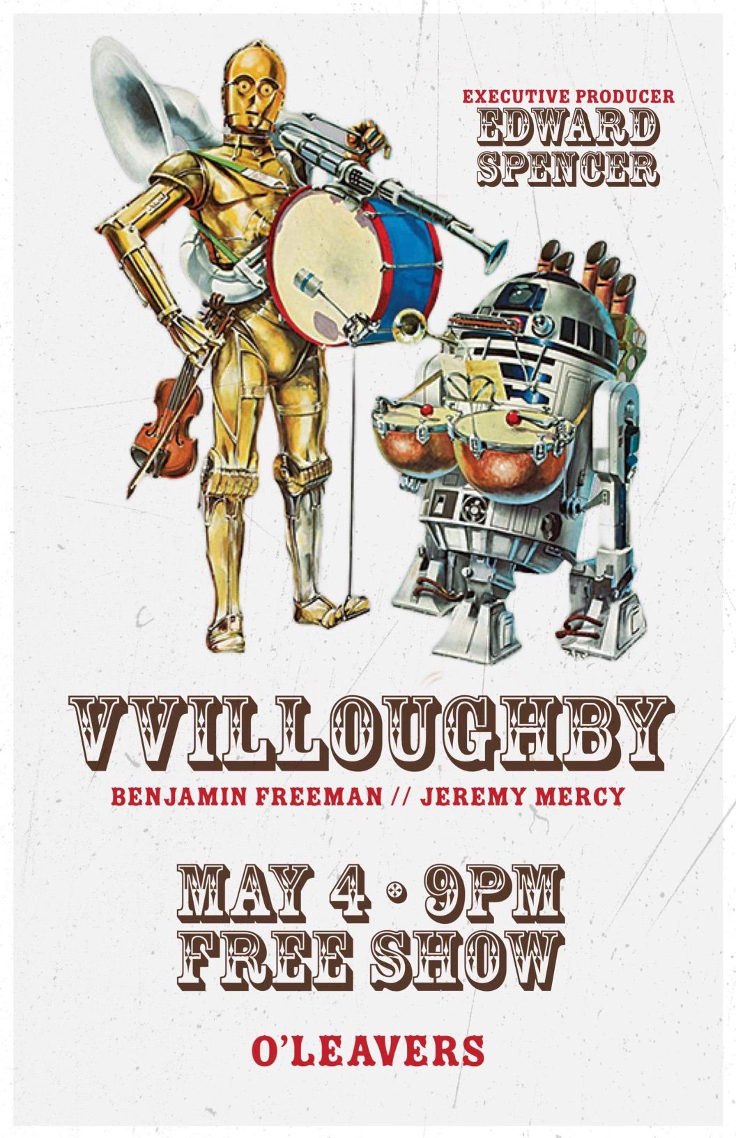 Edward Spencer presents: VVilloughby w\/ Benjamin Charles Freeman and Jeremy Mercy.  FREE