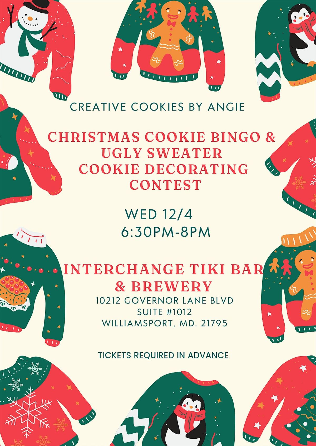 Ugly Sweater Cookie Bingo & Decorating Contest