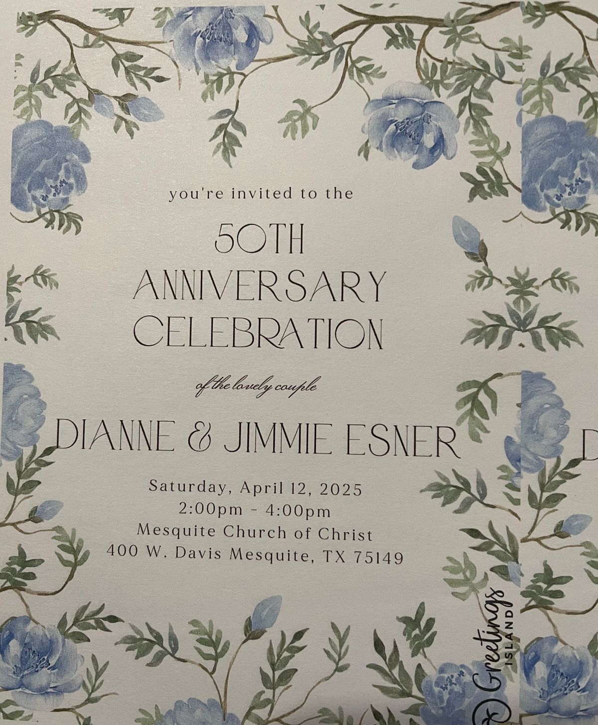 Dianne and Jimmie 50th Anniversary 