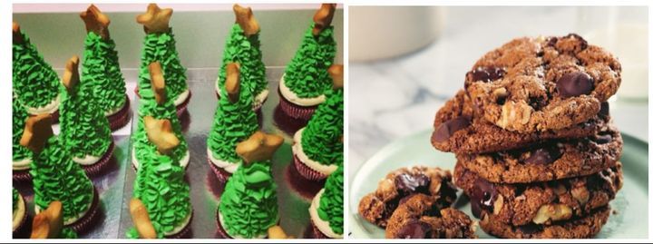 Christmas Butter Cream Cupcakes and Chocolate Chip Cookie