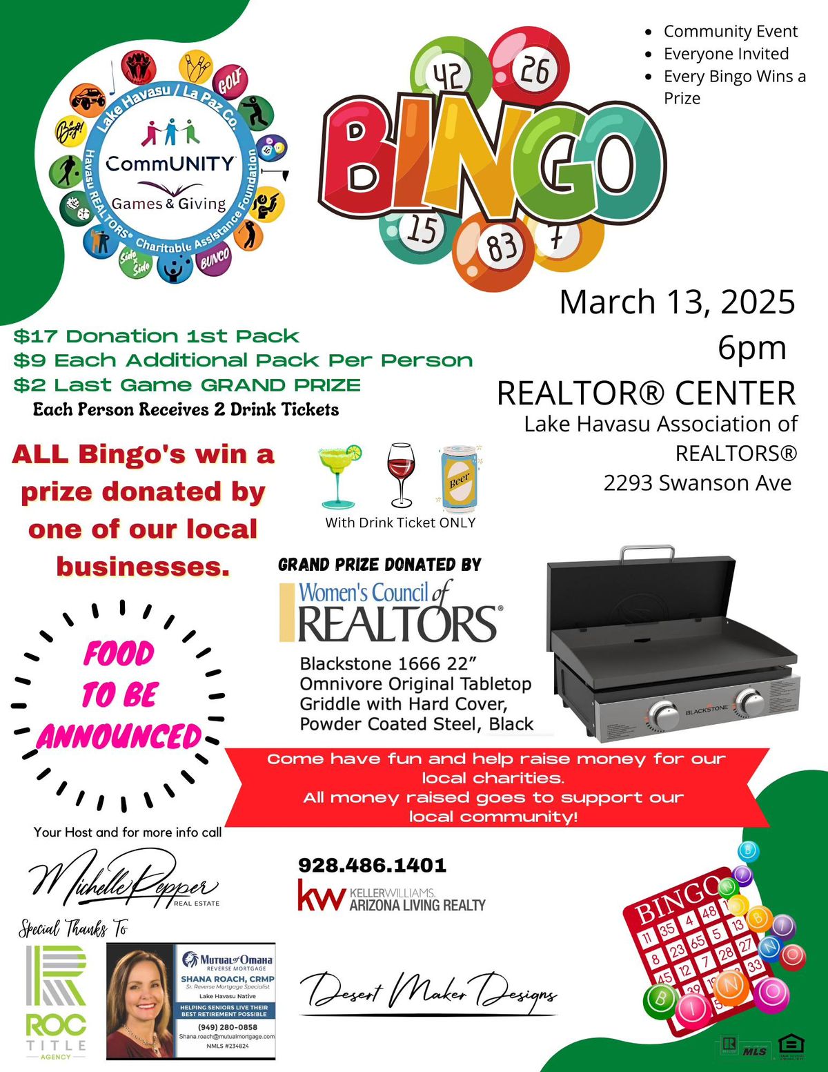 BINGO - Community Event Presented by: Havasu REALTORS\u00ae Charitable Assistance Foundation